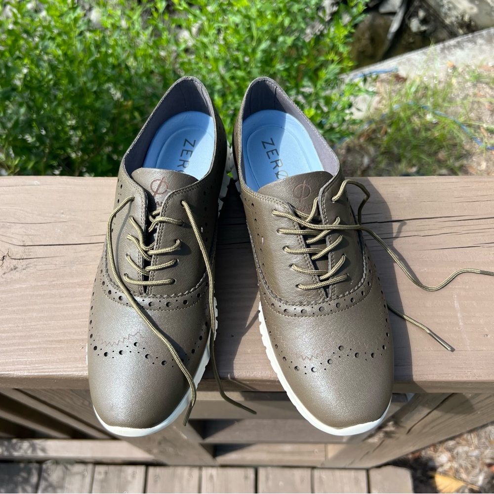 Cole Haan Zero Grand Leather Sneaker in Stone Grey - Picture 2 of 5